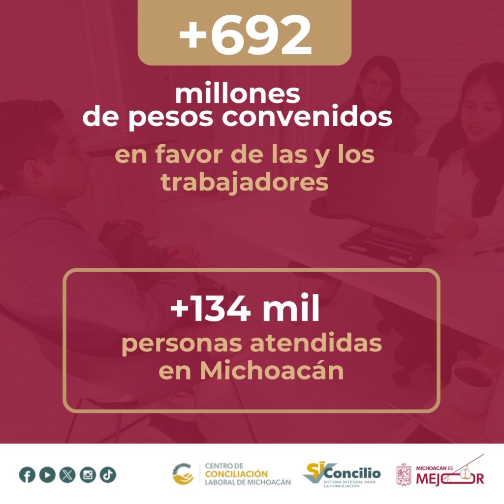 Más de 692 mdp recuperados gracias al diálogo y la conciliación laboral en&nbsp;Michoacán