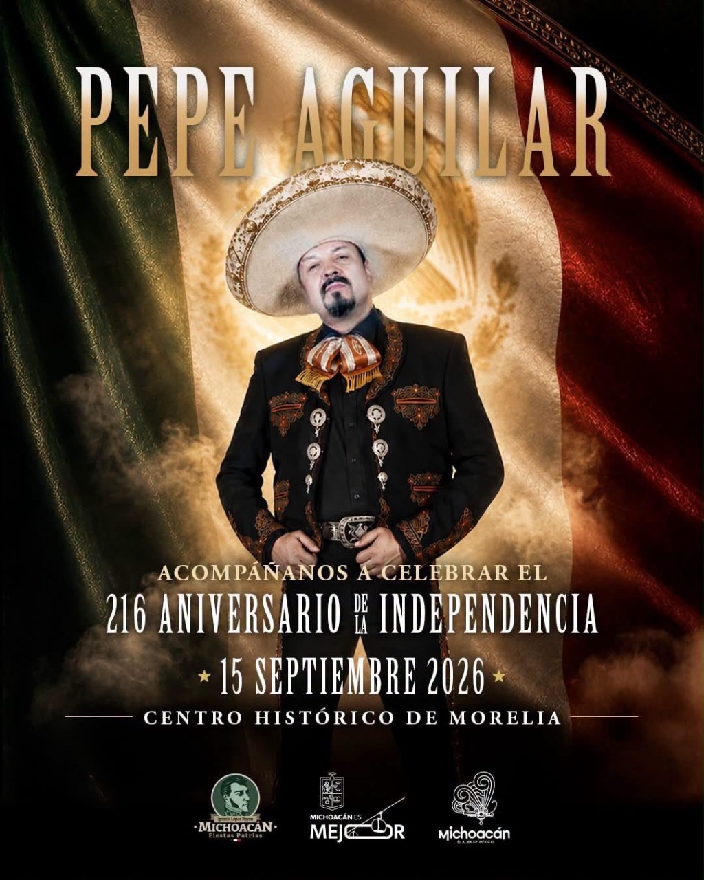 Pepe Aguilar, el artista invitado para celebrar el Grito de Independencia en Michoacán:&nbsp;Bedolla