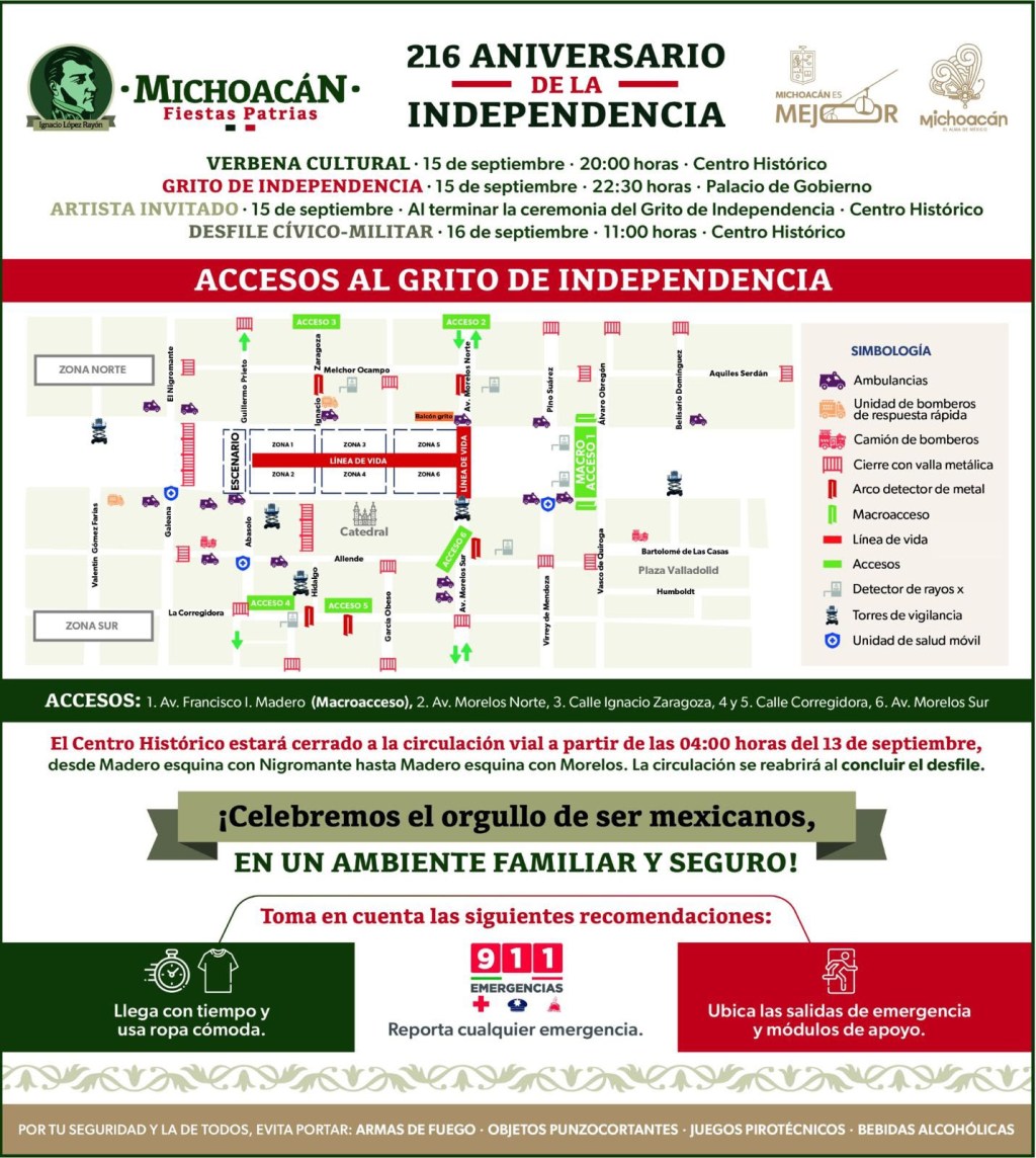 Todo listo para el Grito de Independencia: consulta cierres viales y accesos peatonales